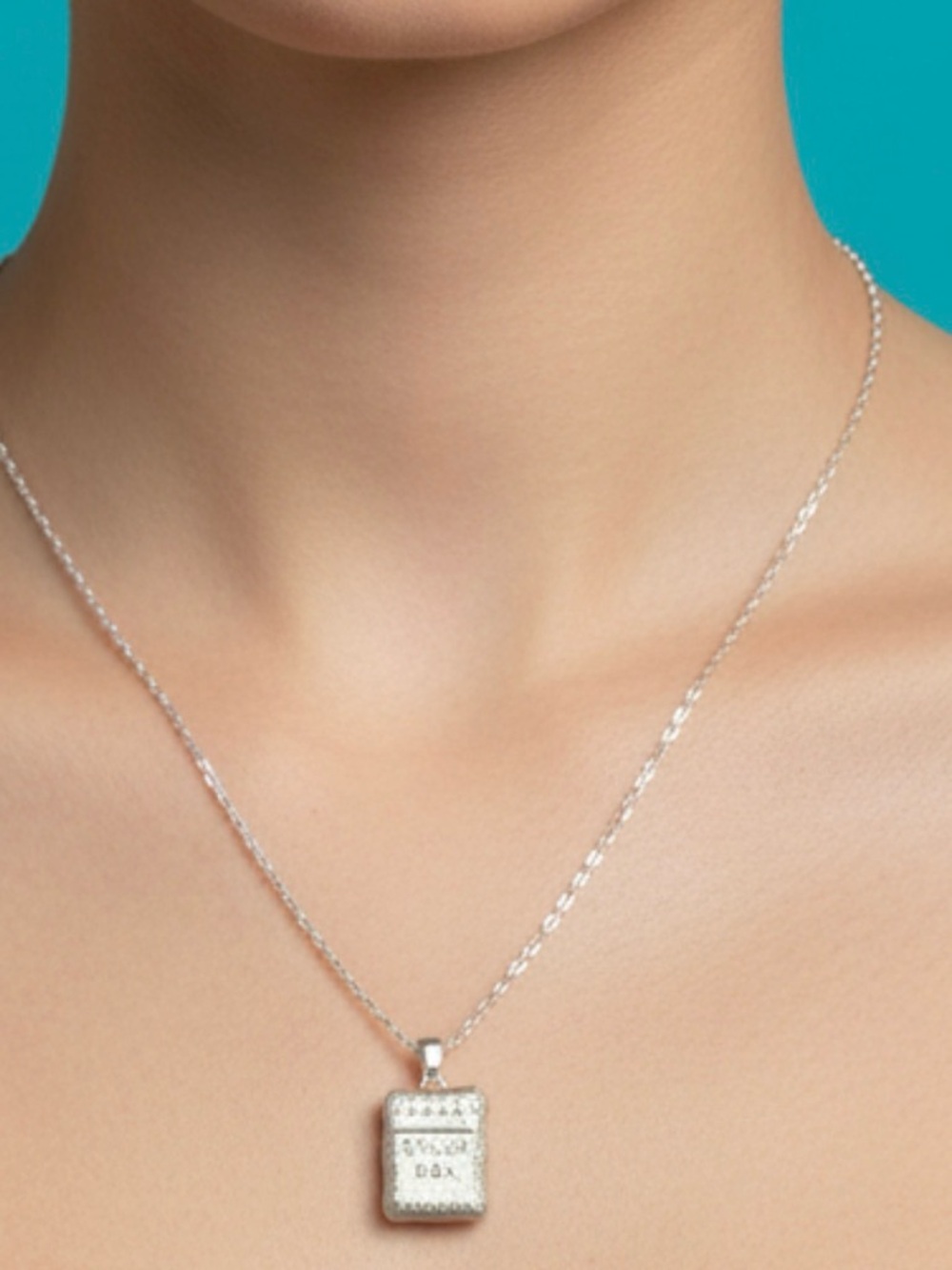 Sterling silver Stamp box necklaces. Chain is 20 inches and marked 925. Rare